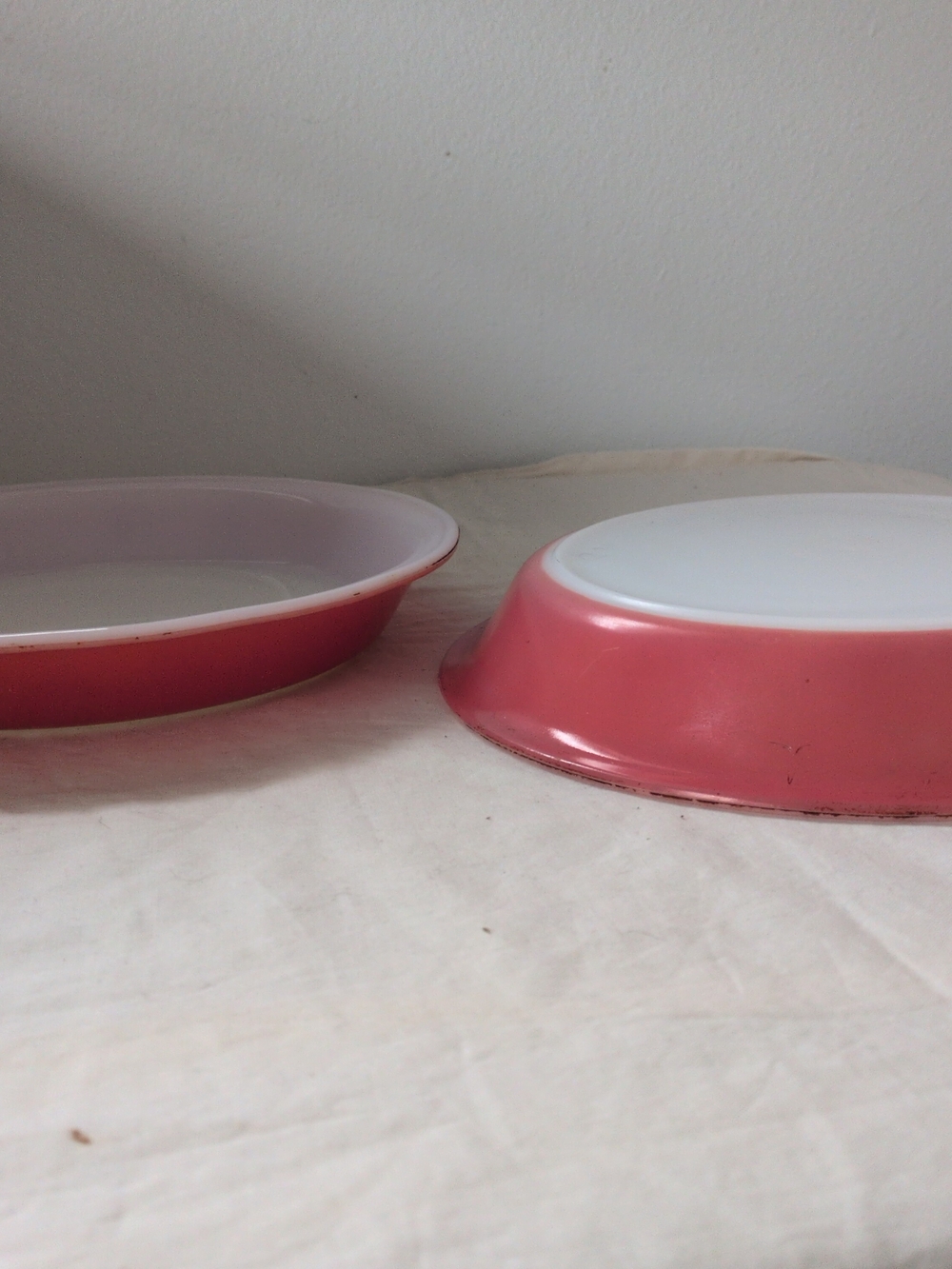 Vintage Pyrex Pink Enamel Serving Bowls - Pair